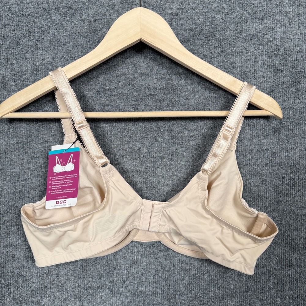 New Olga by Warners Size 10C Bra Nude Tan Gentle Lift Underwire Adjustable Strap - Picture 3 of 6